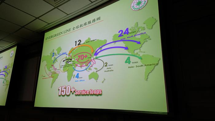 長榮海運全球航線圖（楊家華　攝）圖片