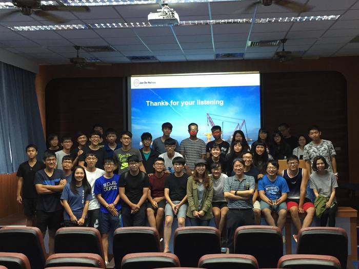 張碩倖回到母校中山大學  分享自身工作經驗（中山大學海工系  提供）圖片